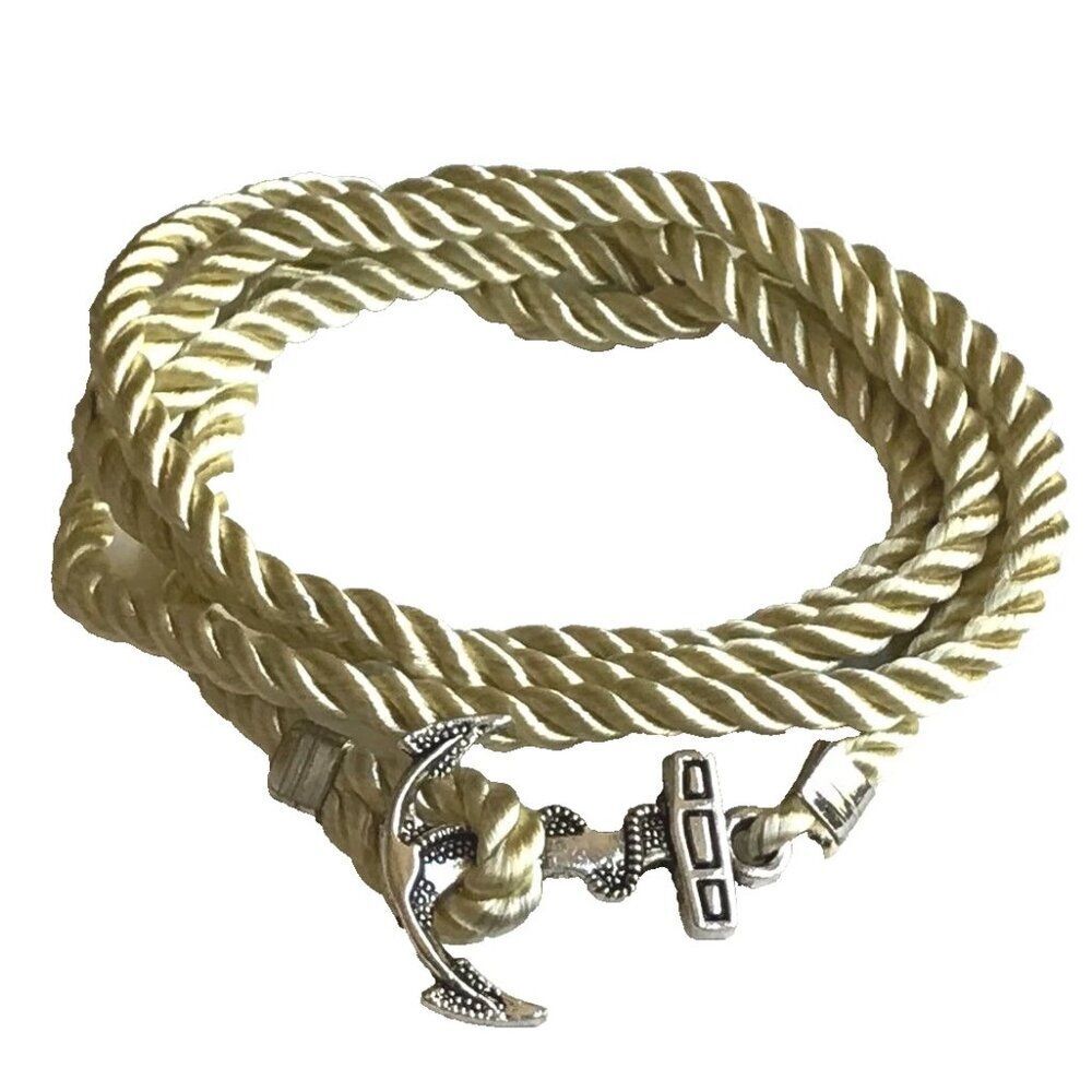 Nautical Rope Boat Anchor Bracelet Necklace Mens Womens Island Silver Tone